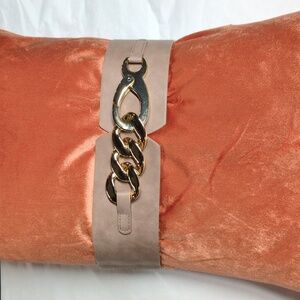 Tan Stretch Oversized Chain Link Belt, Size M